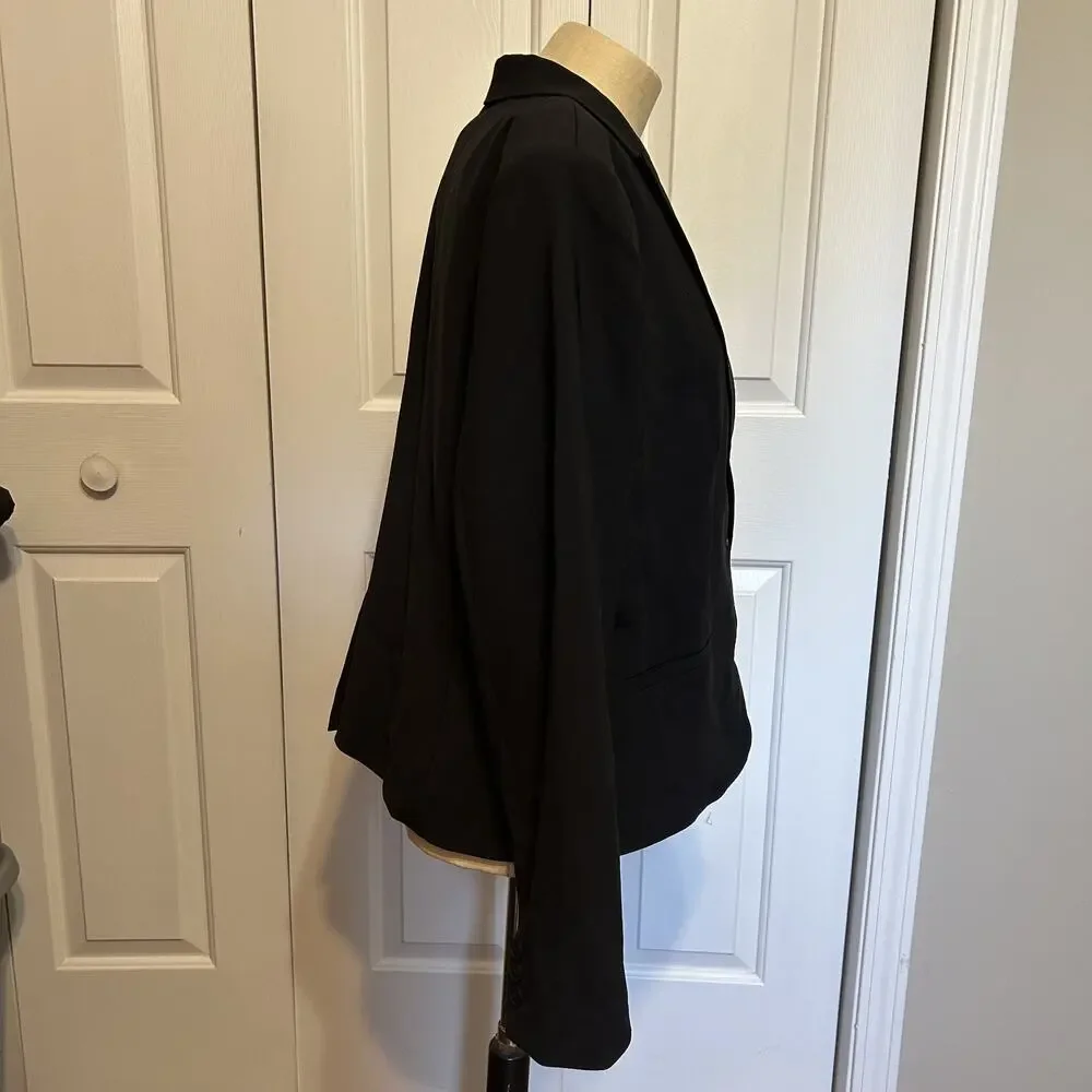 NWT Quince Blazer Womens Large Black 3D Wool Tollegno Stretch Italian $268